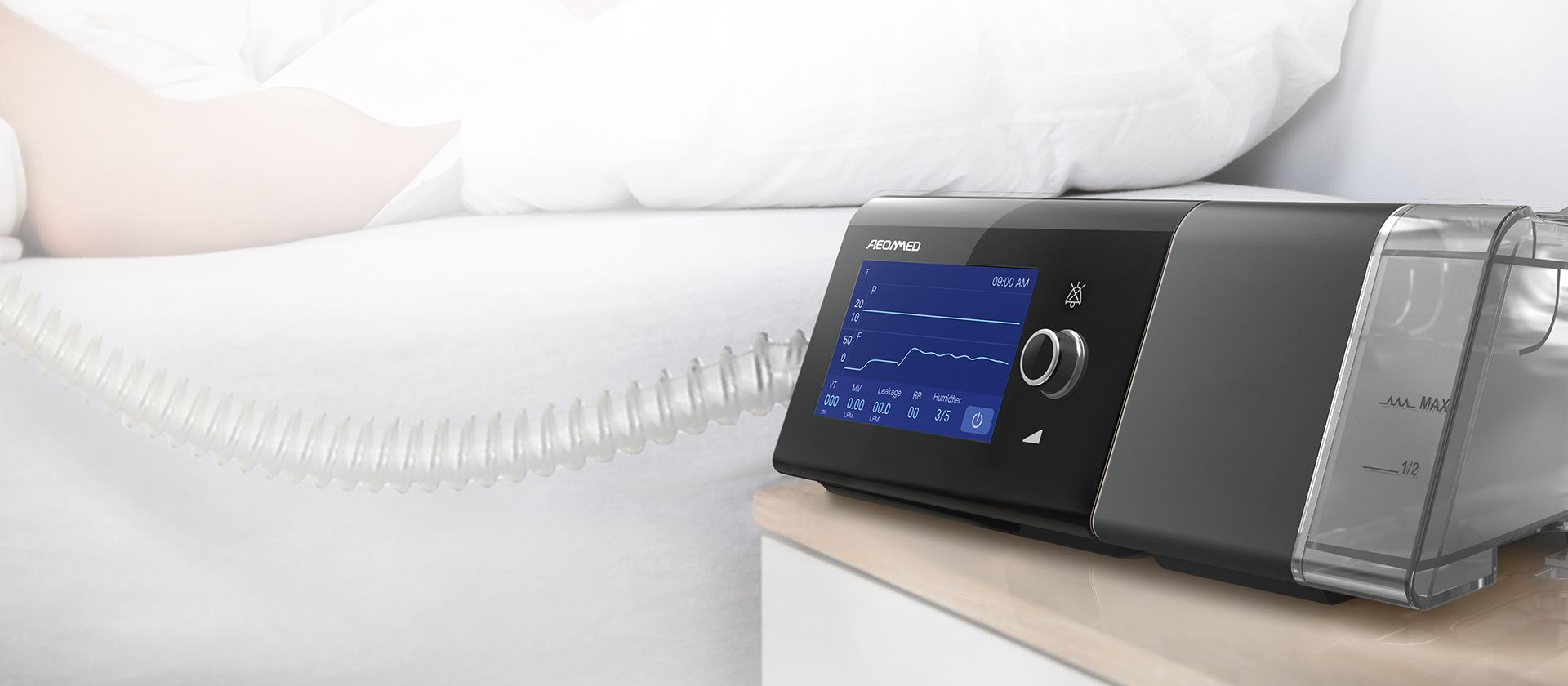RespBuy-AeonMed-BIPAP-BF-30ST-side AEONMED BF30ST BiPAP Device with humidifier