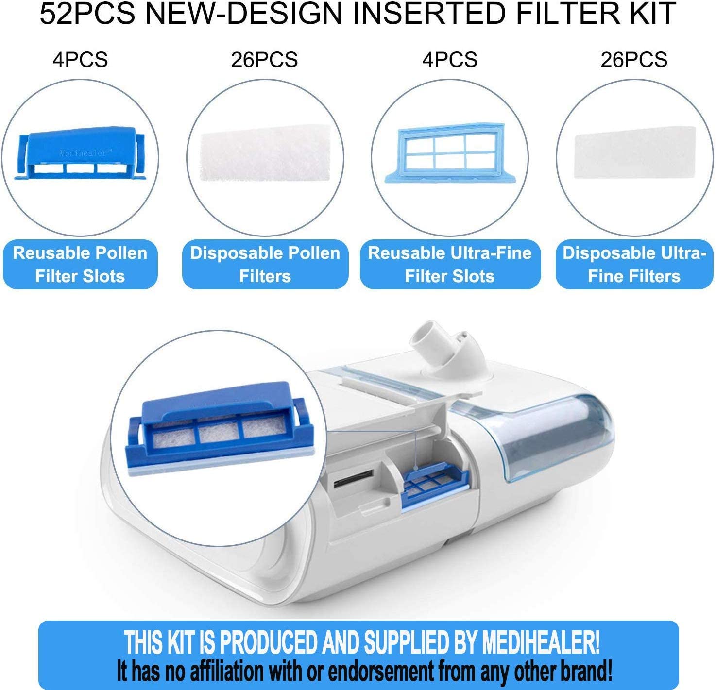 RespBuy-MediHealer-52-Filter-Pack-For-Dreamstation-Contents Medihealer CPAP Filters 52 Packs Compatible With Philips Dreamstation